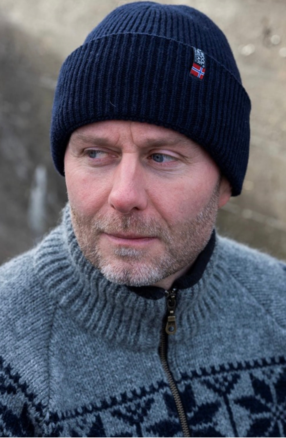 Strikhue fra WOOLWEAR of Scandinavia 100% uld. - Navy