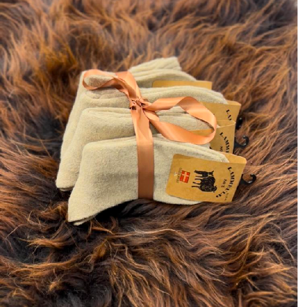 Pakke med 4 stk Lammeuldsokker - - Beige