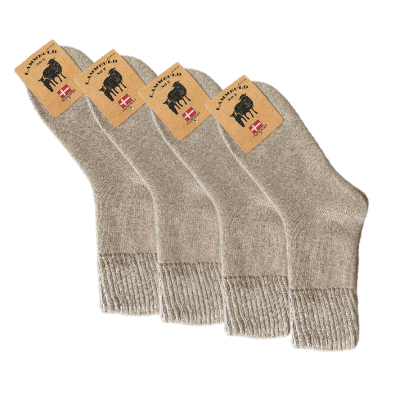 Pakke med 4 stk Lammeuldsokker - - Beige