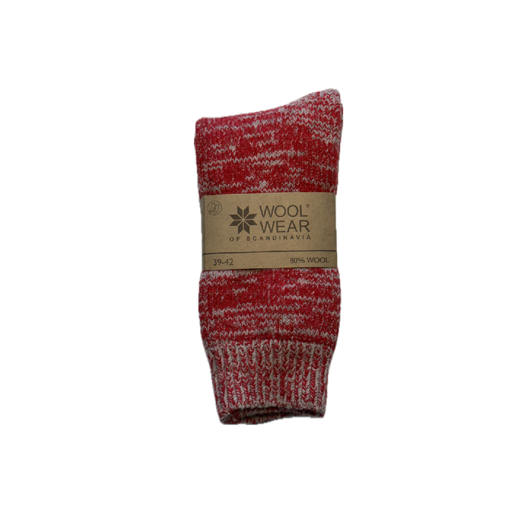 Ragsokker 80% uld i twist grå/rød