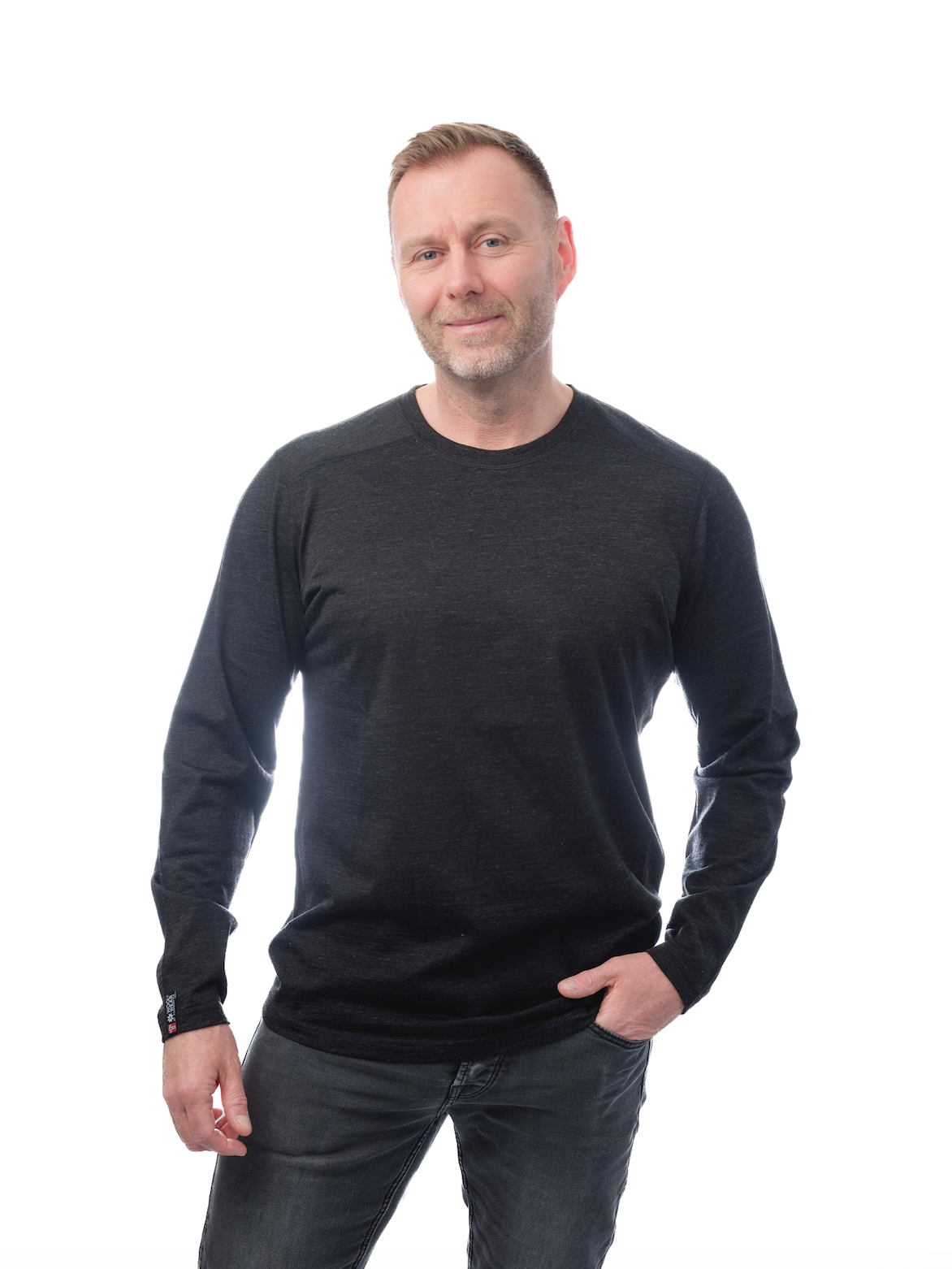 100% superfine Merinould Long sleeve - Sort melange