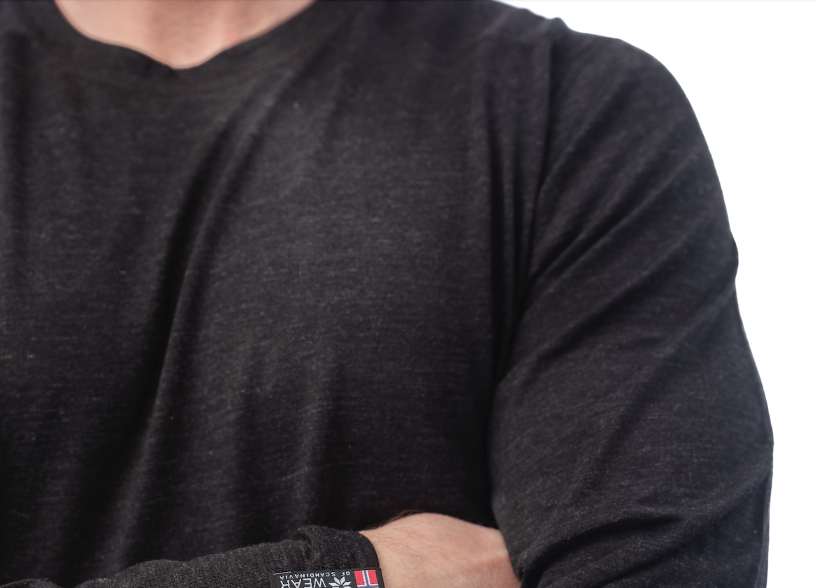 100% superfine Merinould Long sleeve - Sort melange