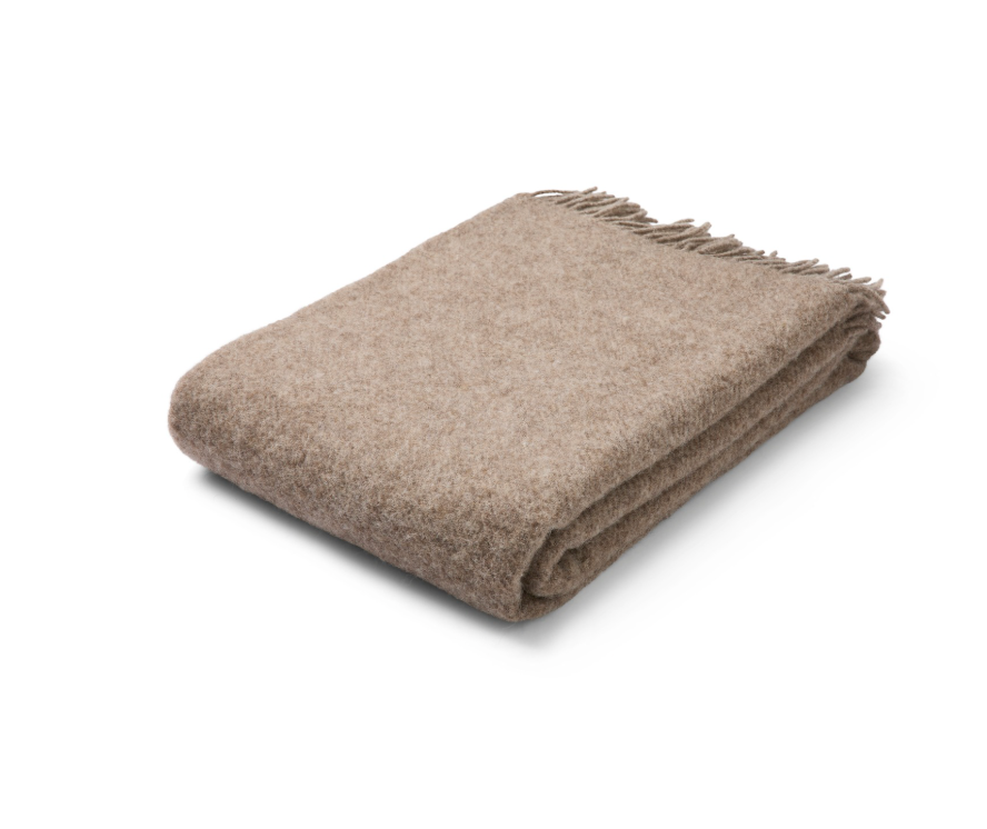 Uldplaid i 100% Uld – Lysebrun (140x200cm)