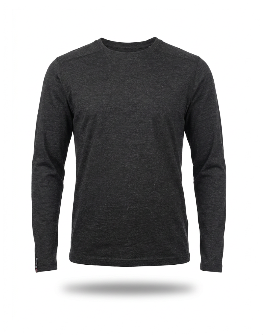 100% superfine Merinould Long sleeve - Sort melange