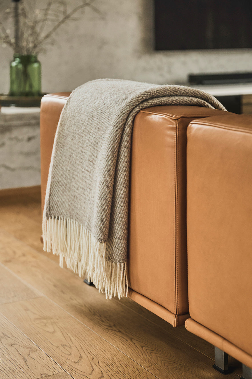 Uldplaid i 100% uld – Brun/Beige (140x200cm)