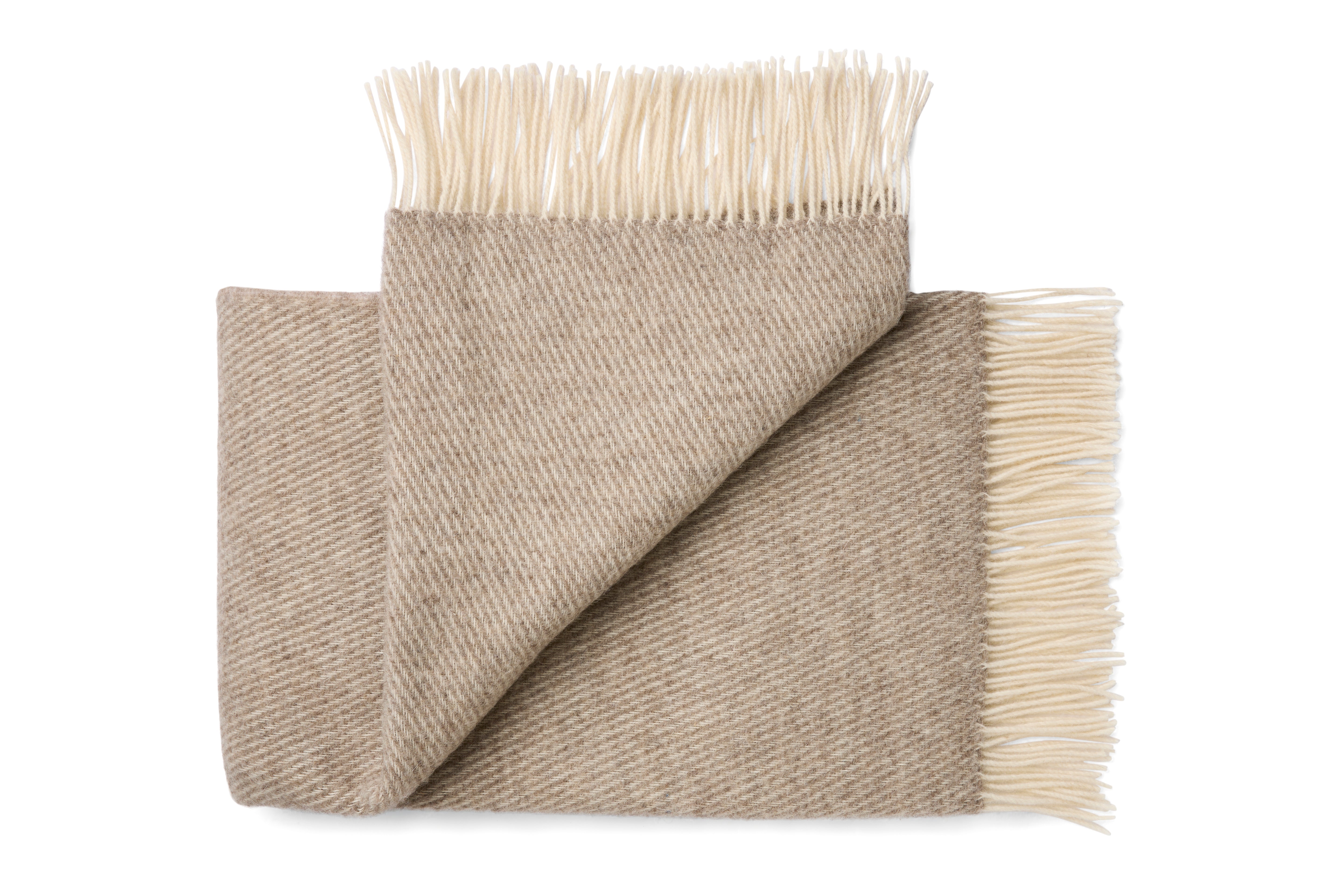 Uldplaid i 100% uld – Brun/Beige (140x200cm)