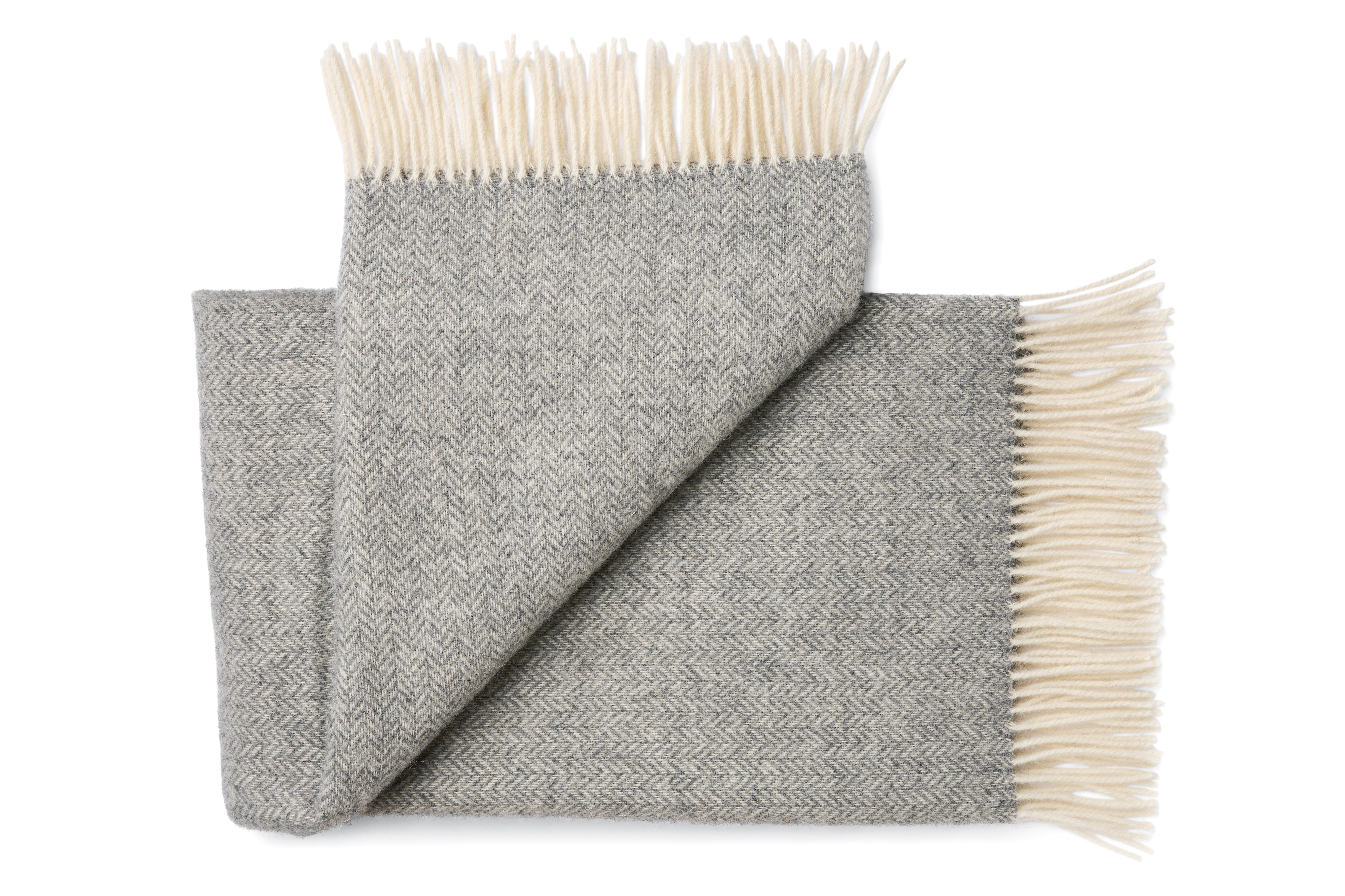 Uldplaid i 100% uld – Grå Sildeben (140x200cm)