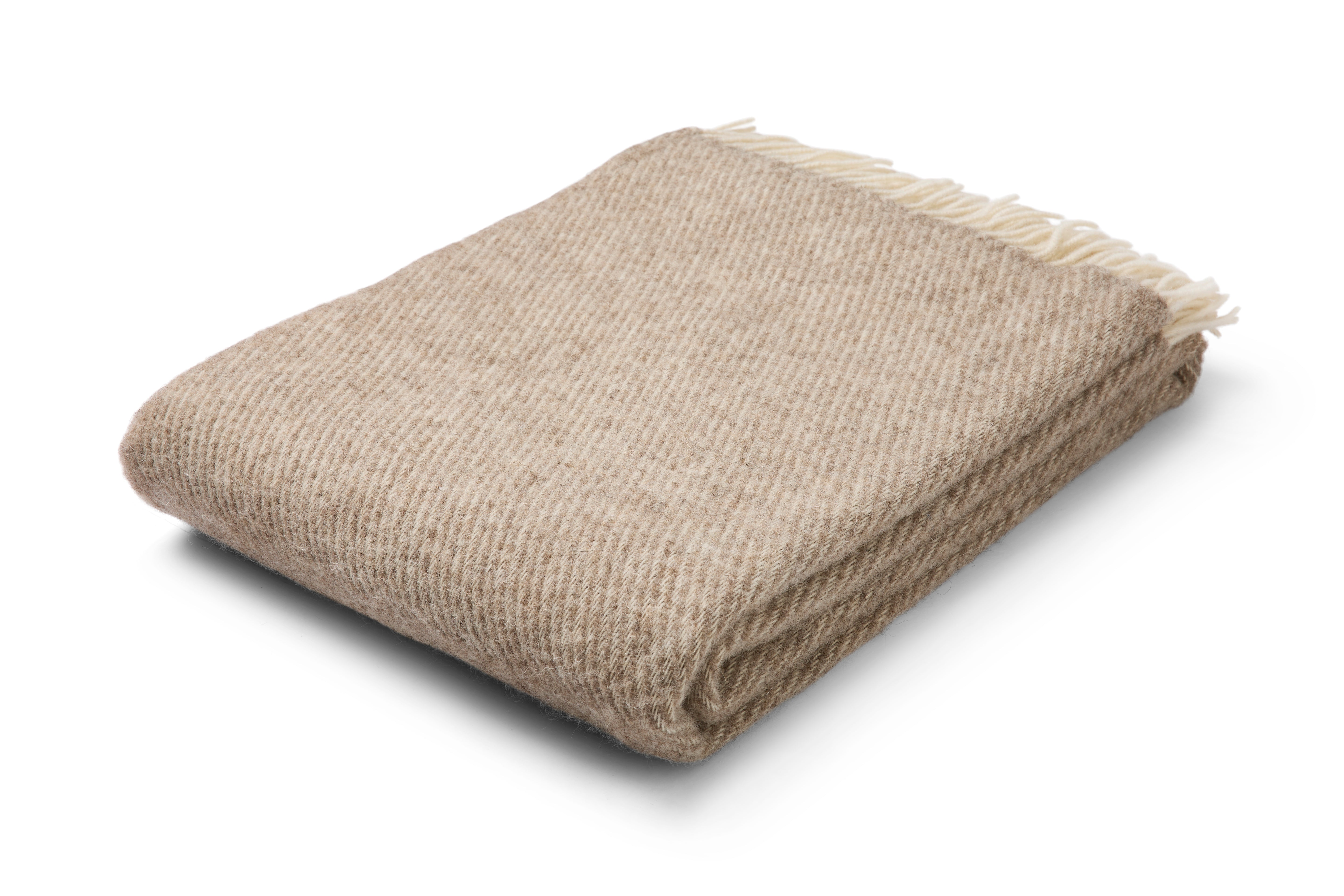 Uldplaid i 100% uld – Brun/Beige (140x200cm)