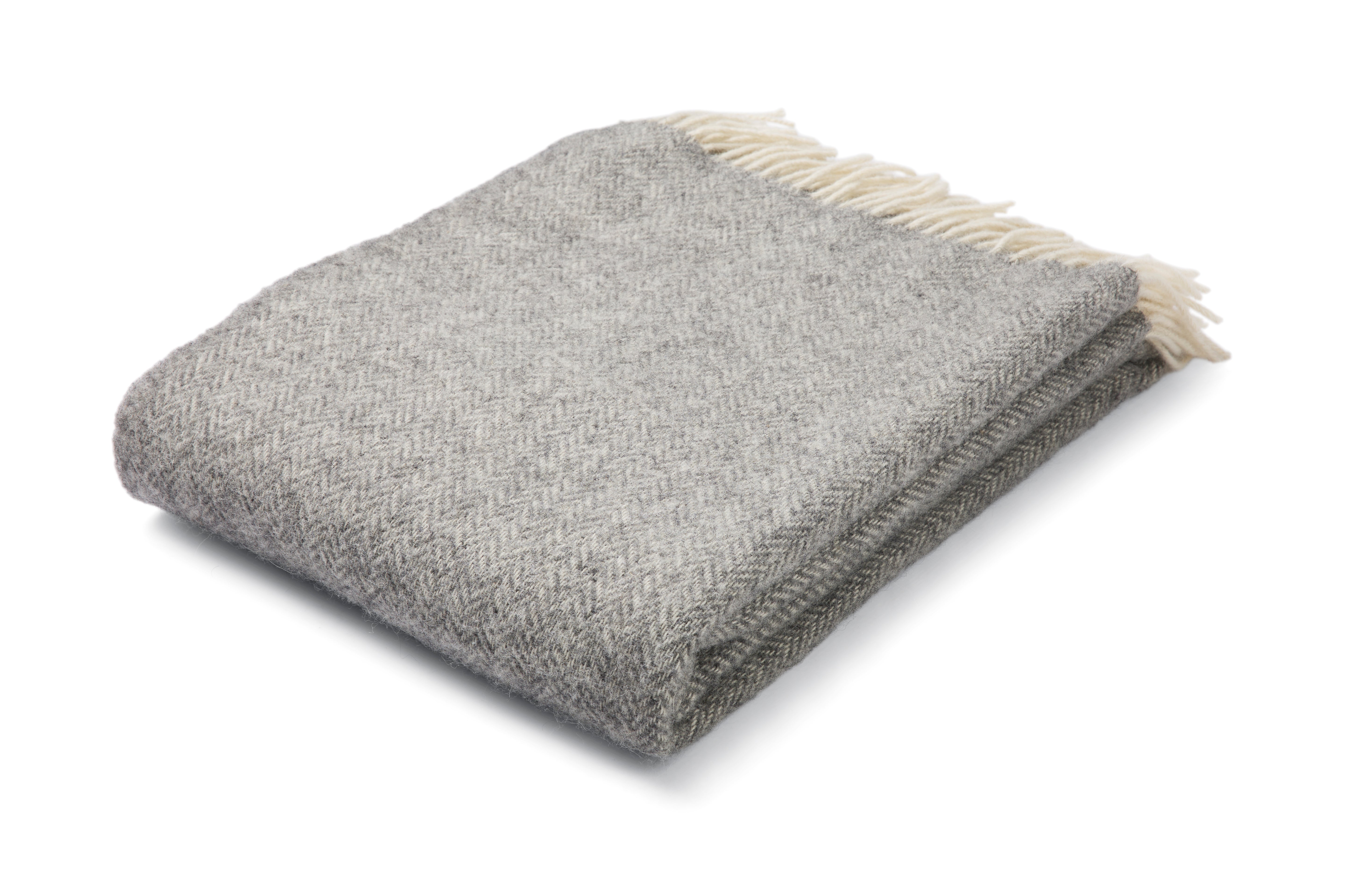 Uldplaid i 100% uld – Grå Sildeben (140x200cm)