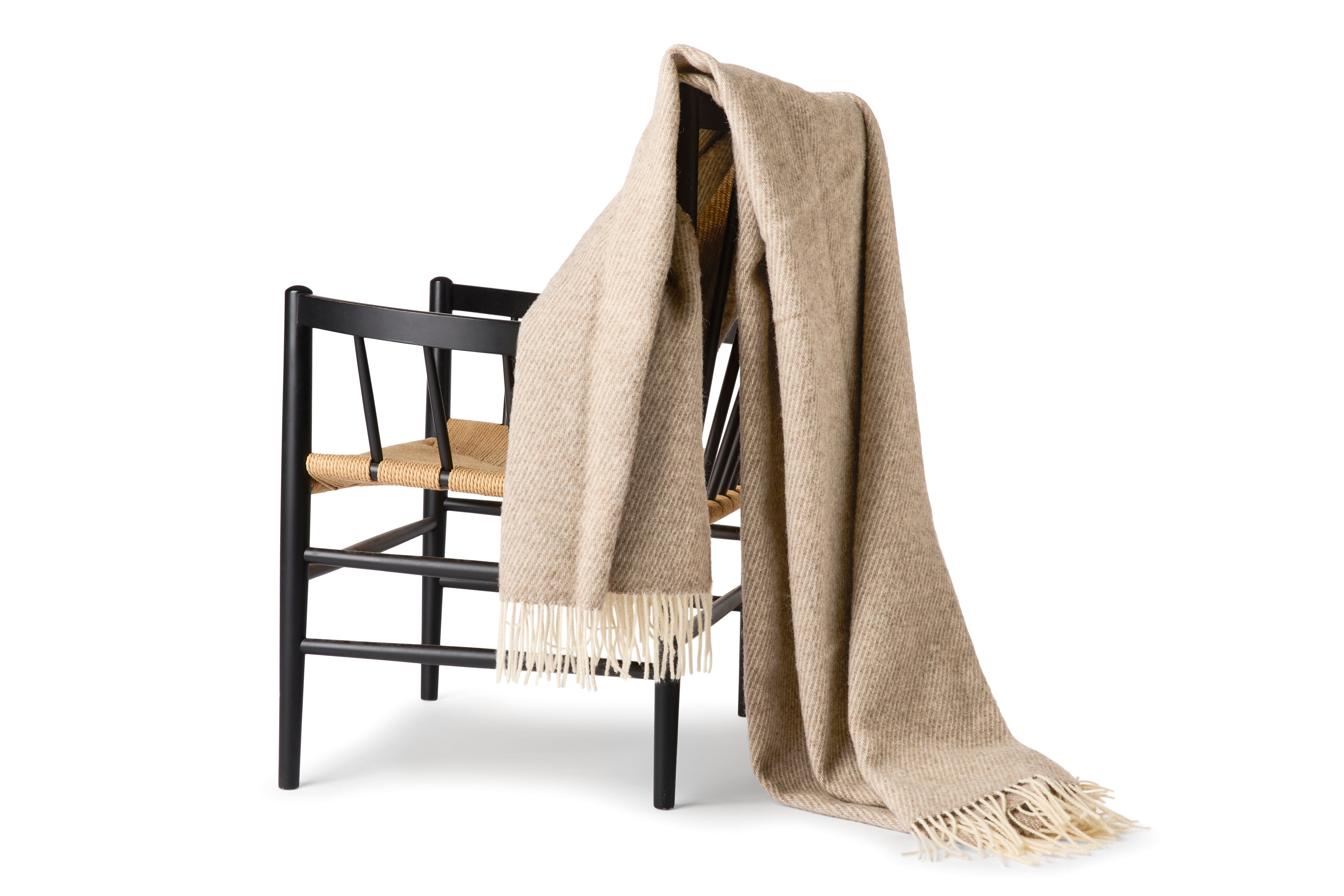 Uldplaid i 100% uld – Brun/Beige (140x200cm)