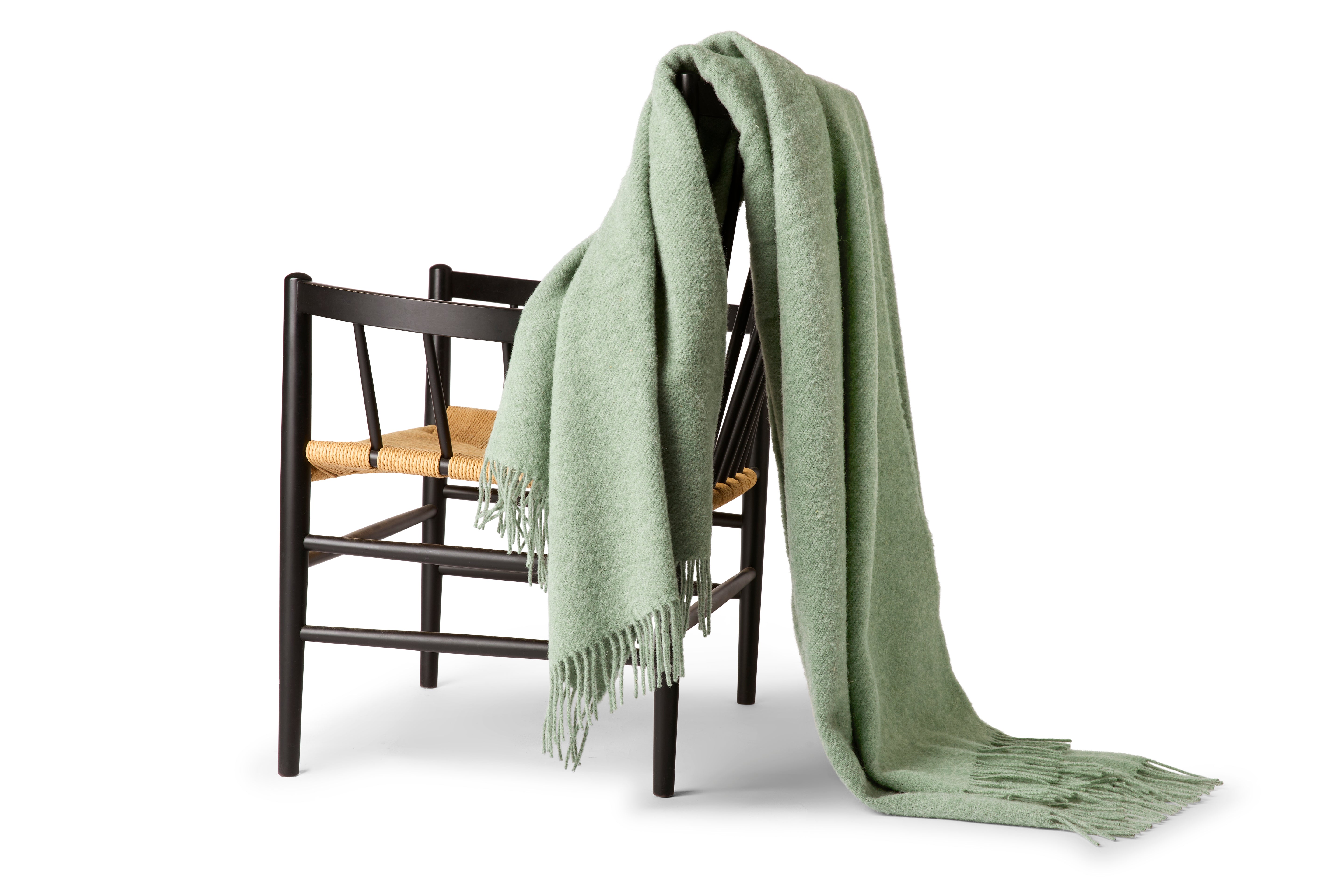 Uldplaid i 100% Uld – Smoke Grøn (140x200cm)