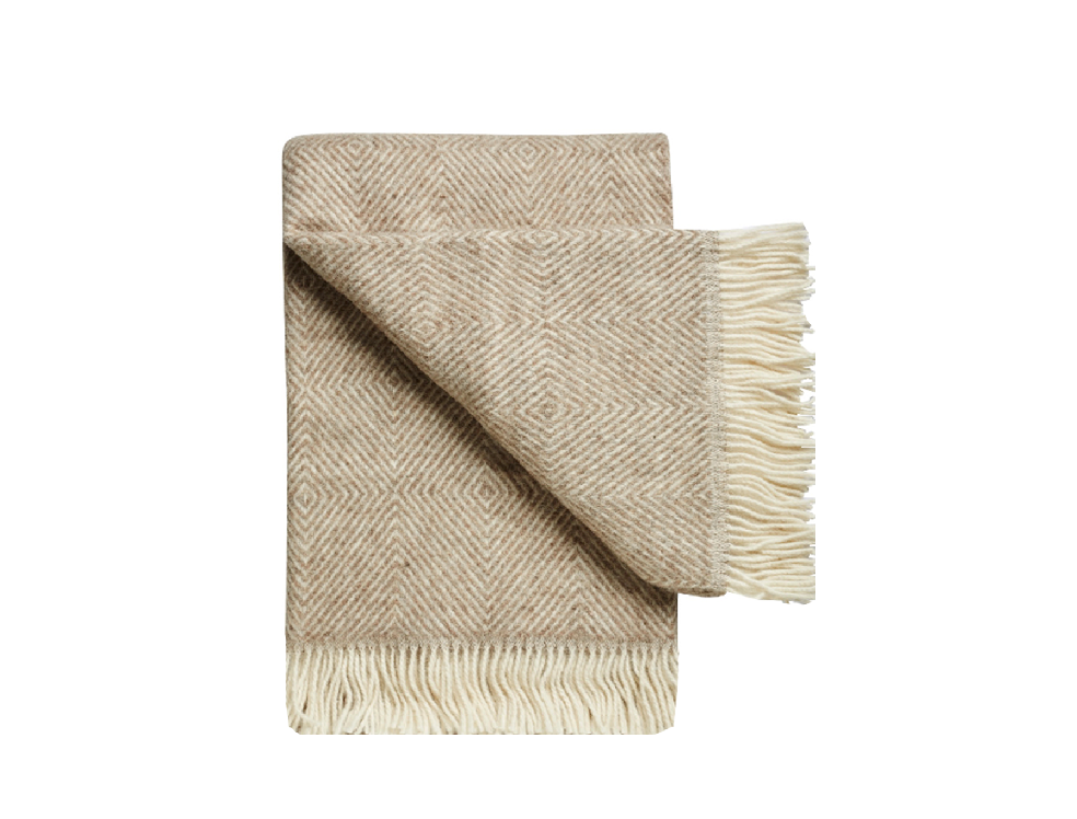 Norsk Plaid i 100% Ren Ny Uld - Beige