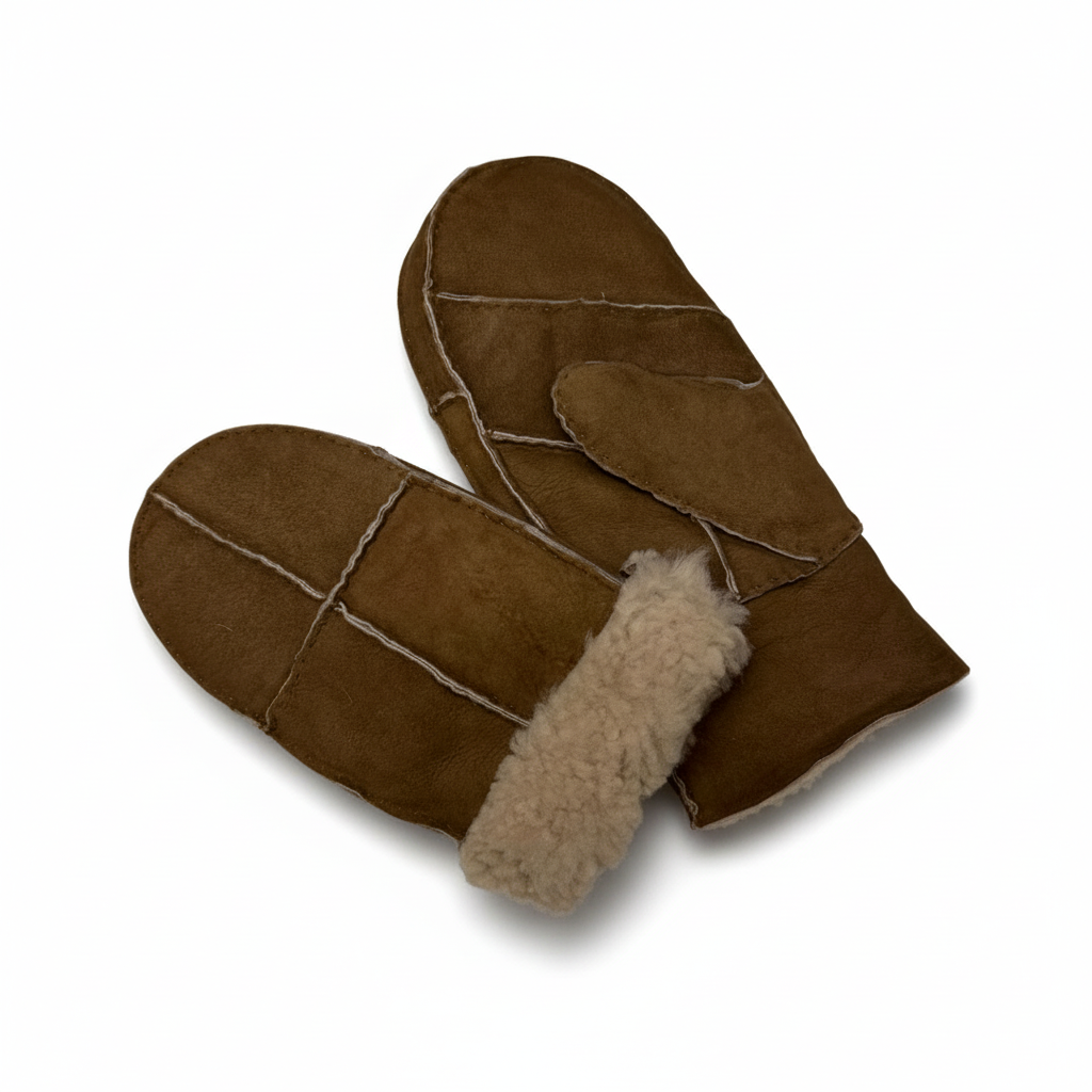 Lammeskindsluffer - Håndlavede mørkebrun