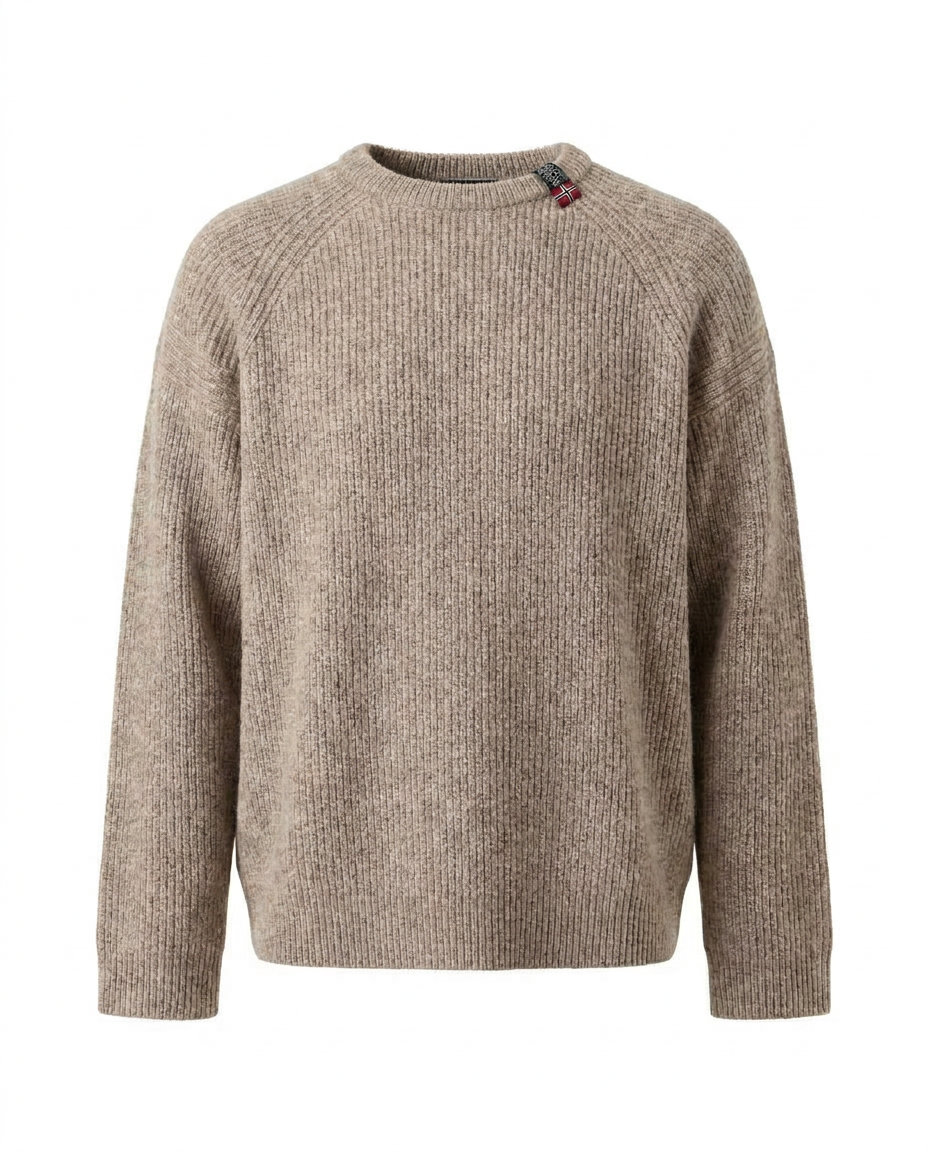 Luksuriøs Striktrøje i 100% Finuld - Beige