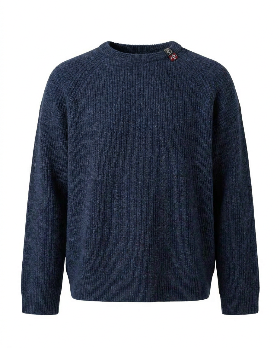 Striktrøje 100% finuld - navy