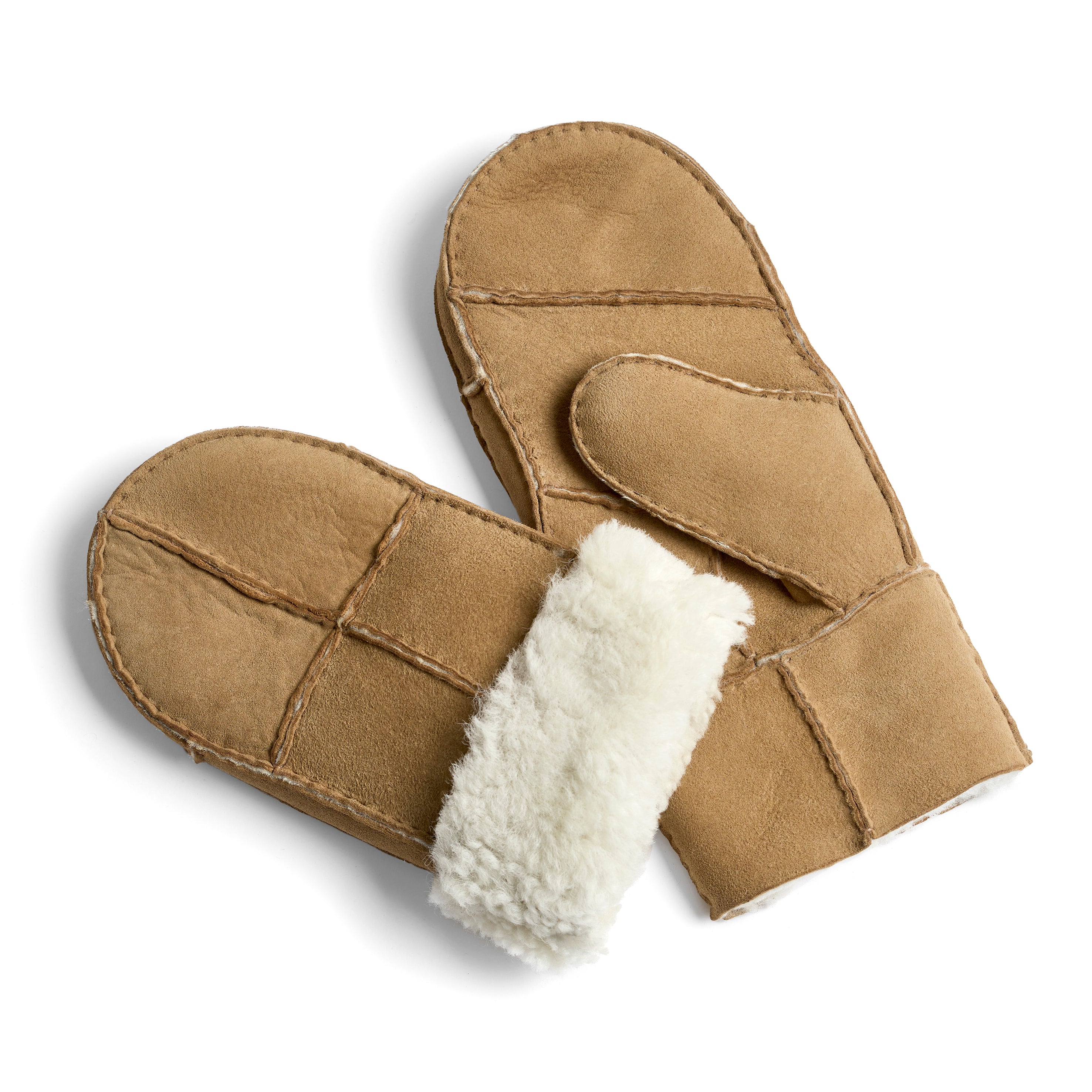 Lammeskindsluffer Premium - Håndlavede - Camel lys