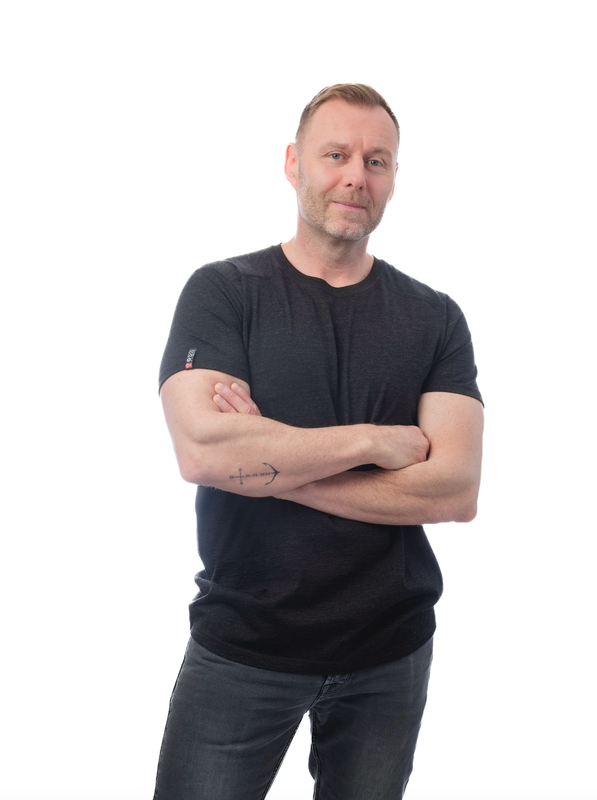 100% superfine Merinould tee - Sort melange