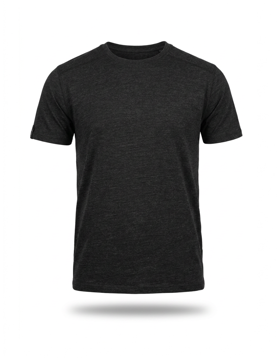 100% superfine Merinould tee - Sort melange