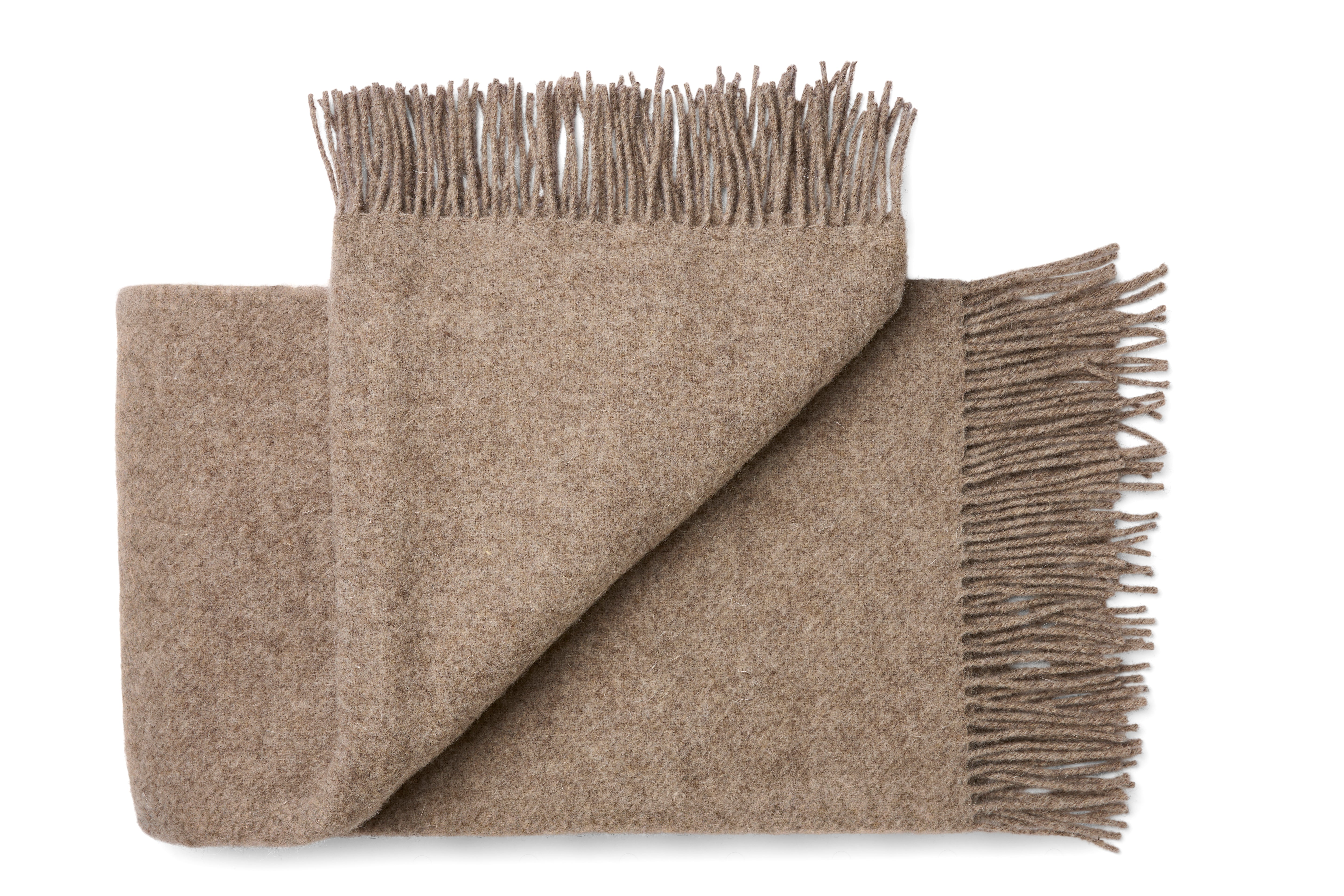 Uldplaid i 100% Uld – Lysebrun (140x200cm)