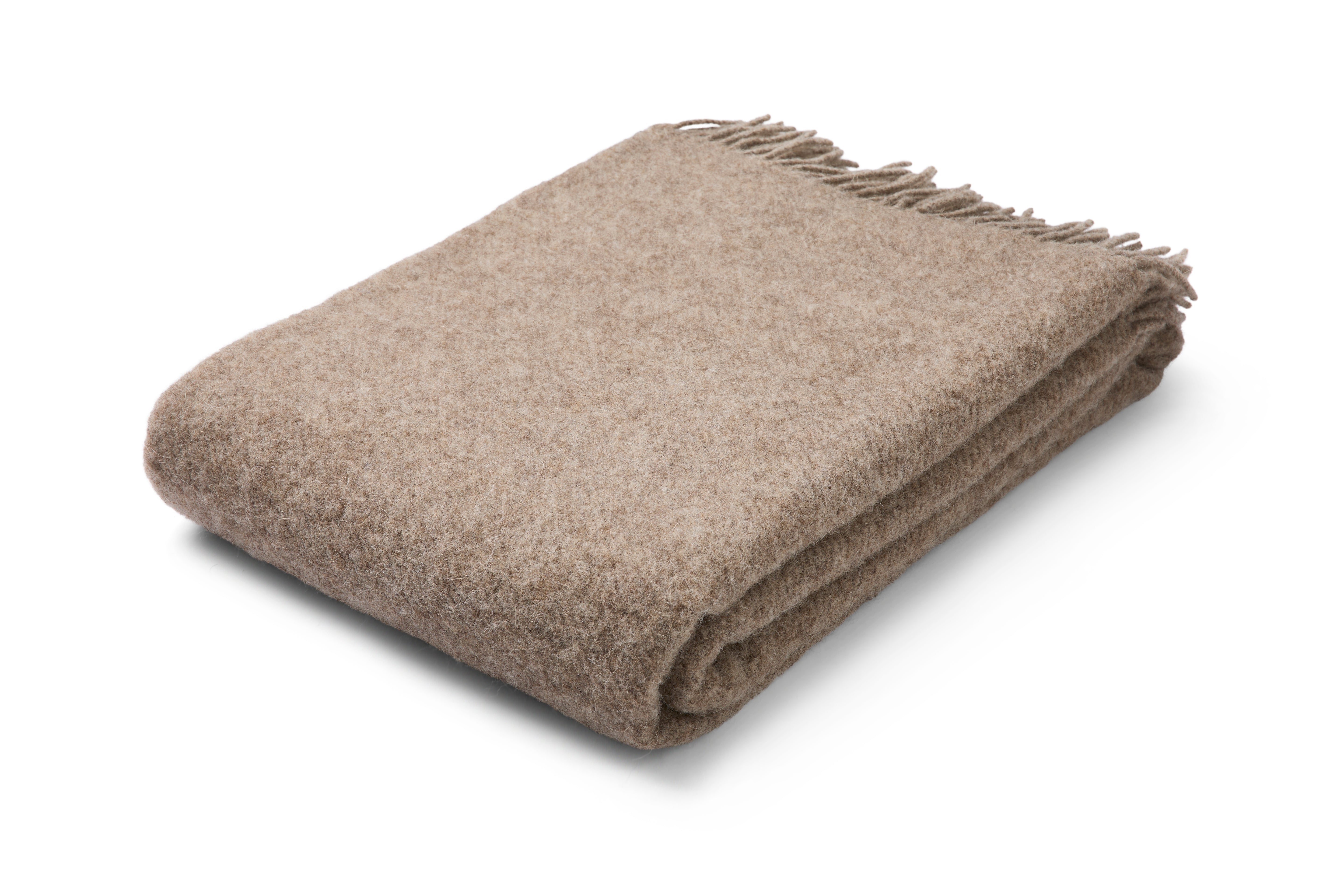 Uldplaid i 100% Uld – Lysebrun (140x200cm)