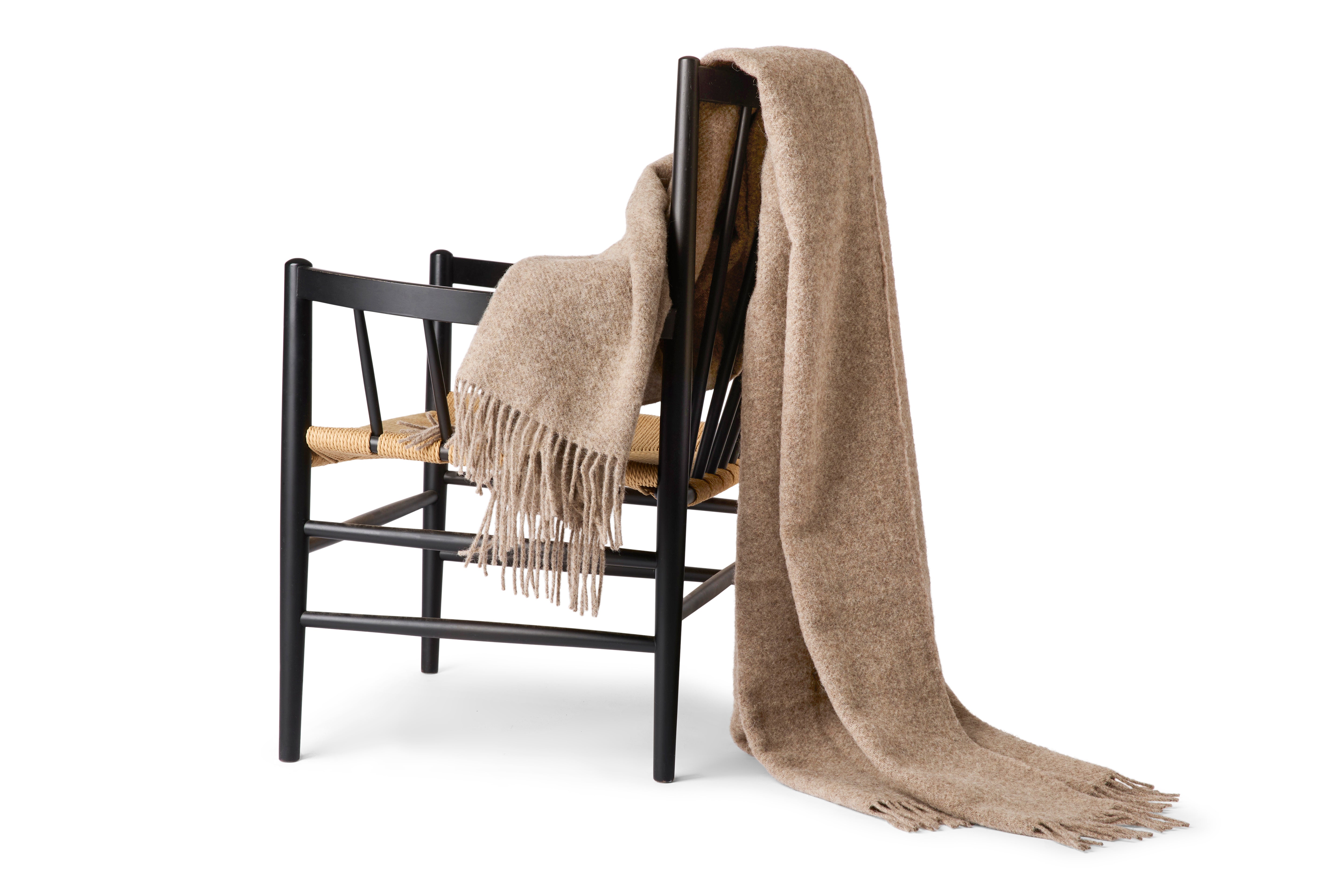 Uldplaid i 100% Uld – Lysebrun (140x200cm)