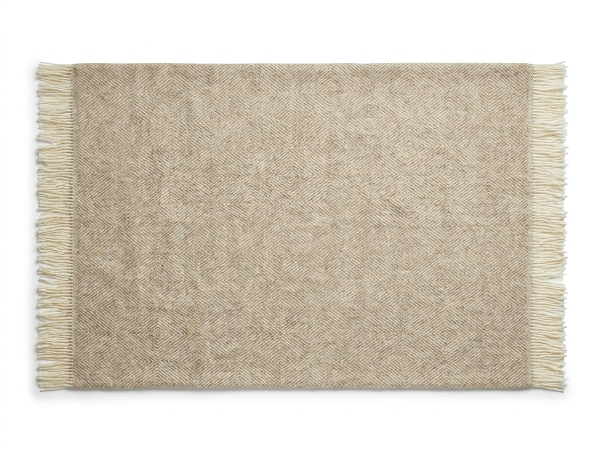 Norsk Plaid i 100% Ren Ny Uld - Beige